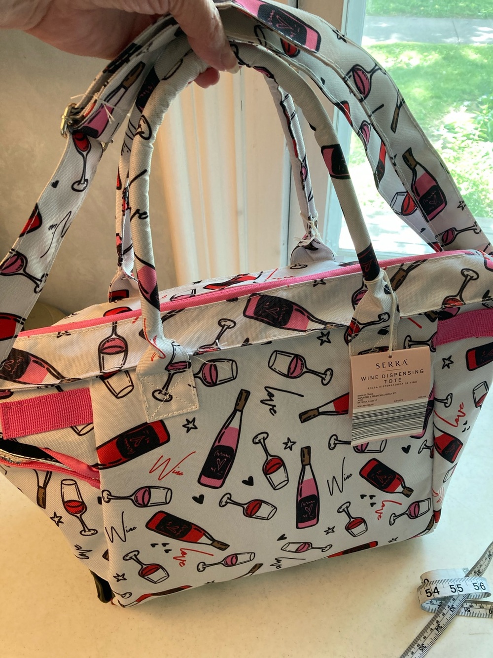 Serra Wine Dispensing Tote Bag - Pink & Red - Picture 10 of 10